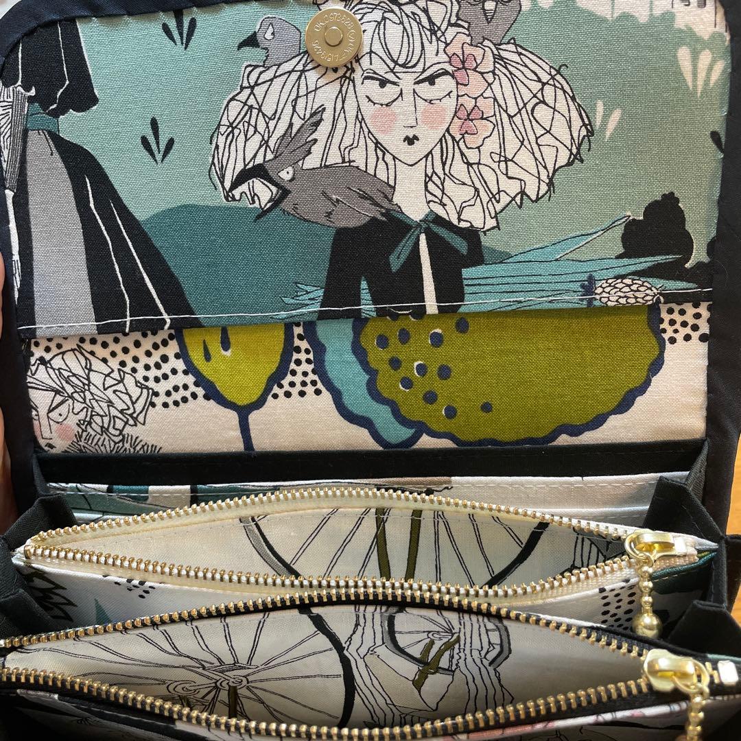 1点のみ　長財布　やりくり財布　ハンドメイド　アレキサンダーヘンリーレア生地