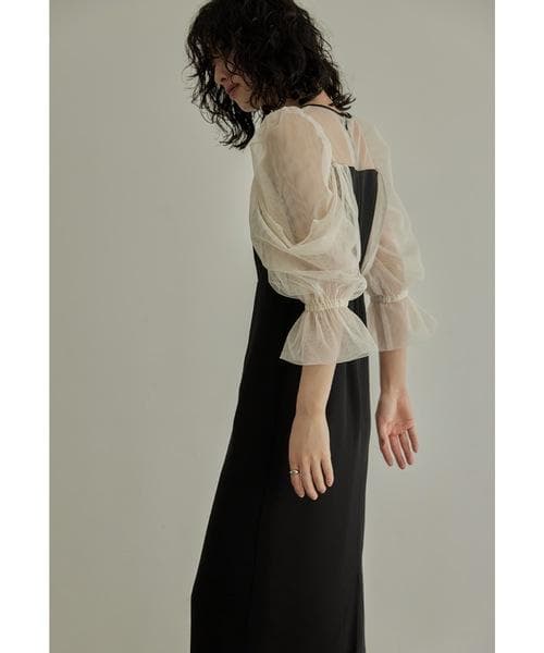 美品 niana ニアナ チュールオフショルダードレス M パーティー 結婚式