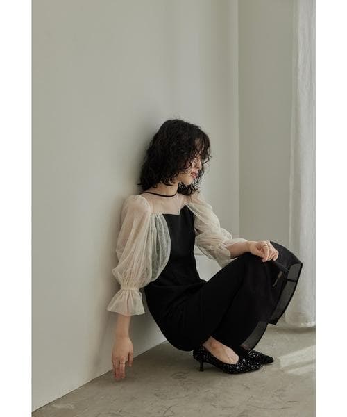 美品 niana ニアナ チュールオフショルダードレス M パーティー 結婚式