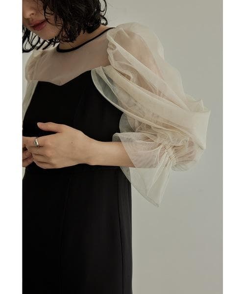 美品 niana ニアナ チュールオフショルダードレス M パーティー 結婚式