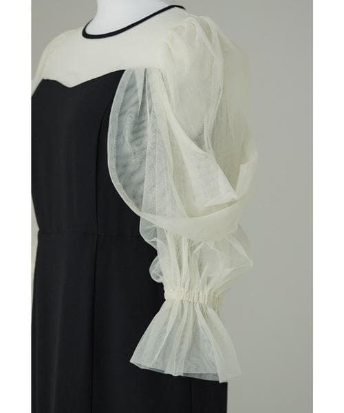 美品 niana ニアナ チュールオフショルダードレス M パーティー 結婚式