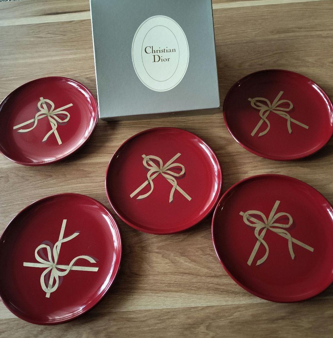 ゆきらきら◆未使用 Christian Dior 銘々皿 漆器5枚