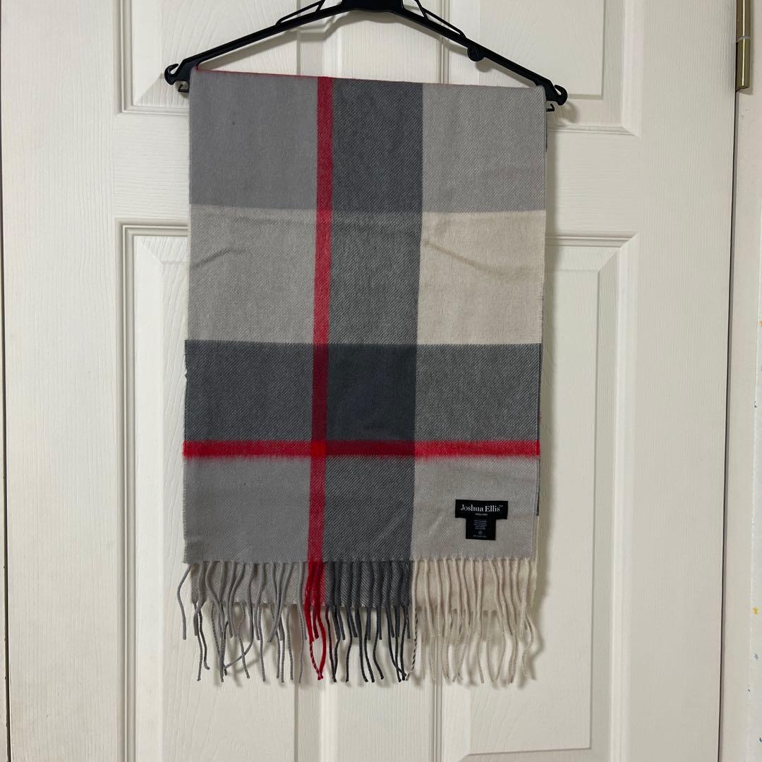 （美品）Joshua Ellis カシミヤ 中判ストール 190cm×35cm