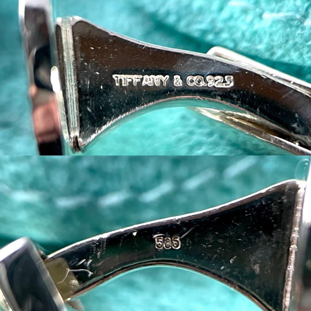 ティファニー チェック コンビ オーバル カフス 585 925 NJ2fe