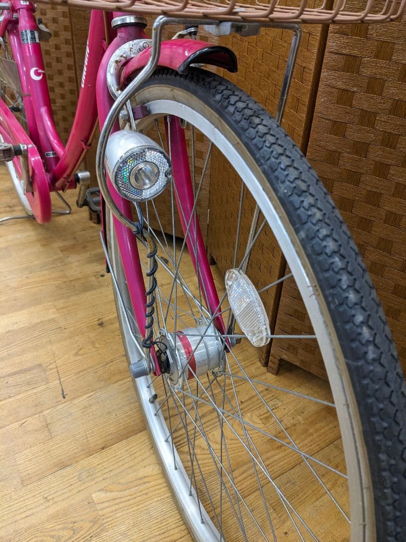 U001 普通自転車　26インチ　オートLEDライト　ピンク　シティサイクル