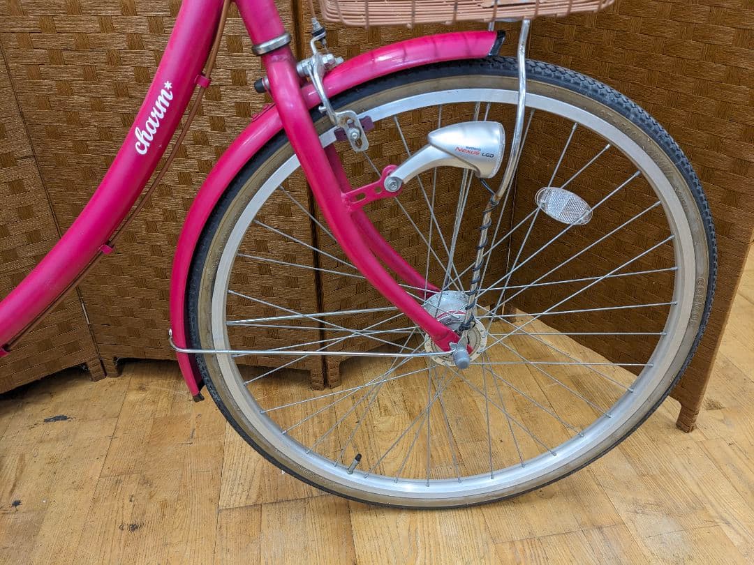 U001 普通自転車　26インチ　オートLEDライト　ピンク　シティサイクル