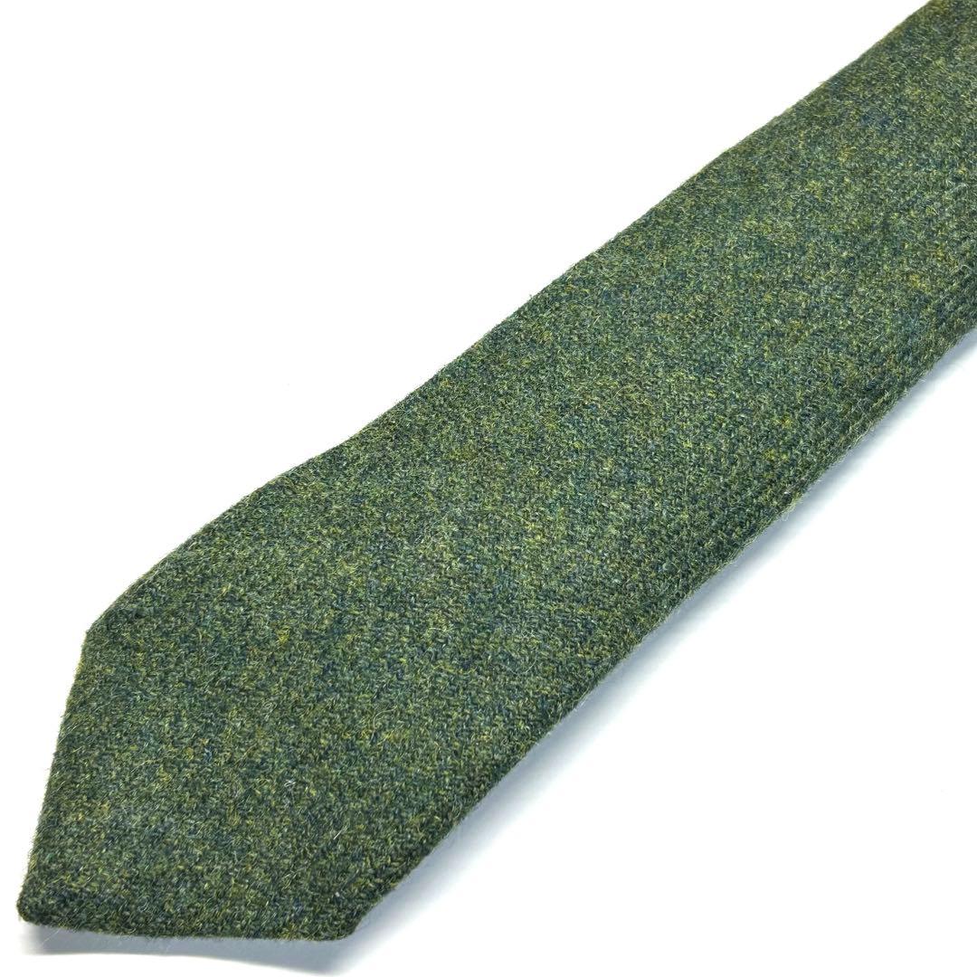 【未使用に近い✨】ドレイクス×ビームスf ネクタイ グリーン 無地 モヘア風