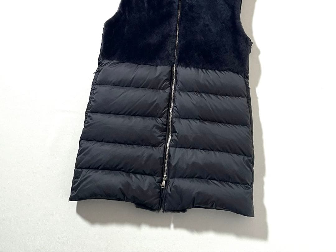 【美品】エンメティ　ステファニー ダウン ベスト　ジレ　ムートン ファー　フード
