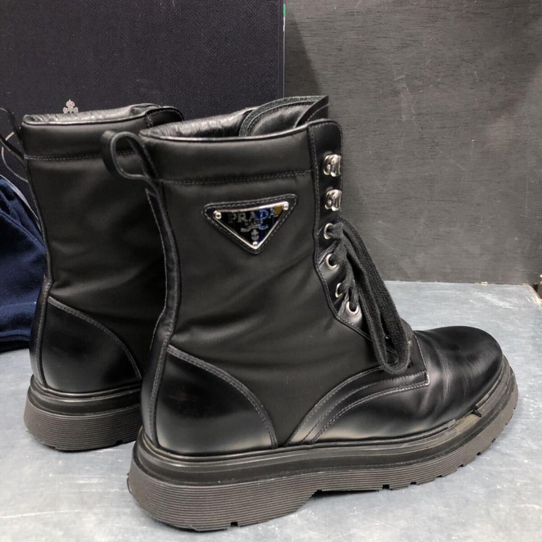 GQ4800◇PRADA : 2UE011 コンバットブーツ◇8◇黒 難あり