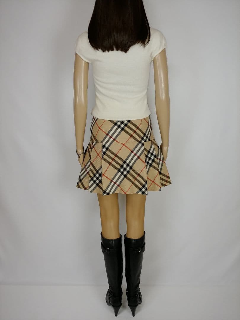 バーバリーブルーレーベル ボックスプリーツミニスカート