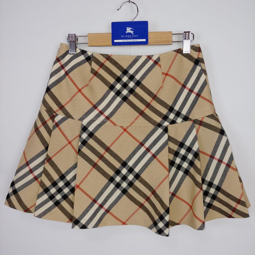 バーバリーブルーレーベル ボックスプリーツミニスカート