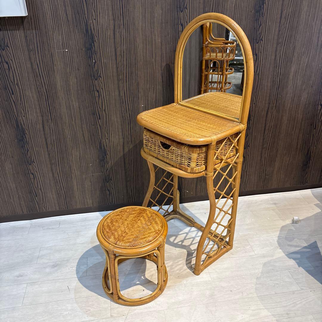 ラタン ドレッサー　スツール　鏡台　椅子　化粧台　家具 イス