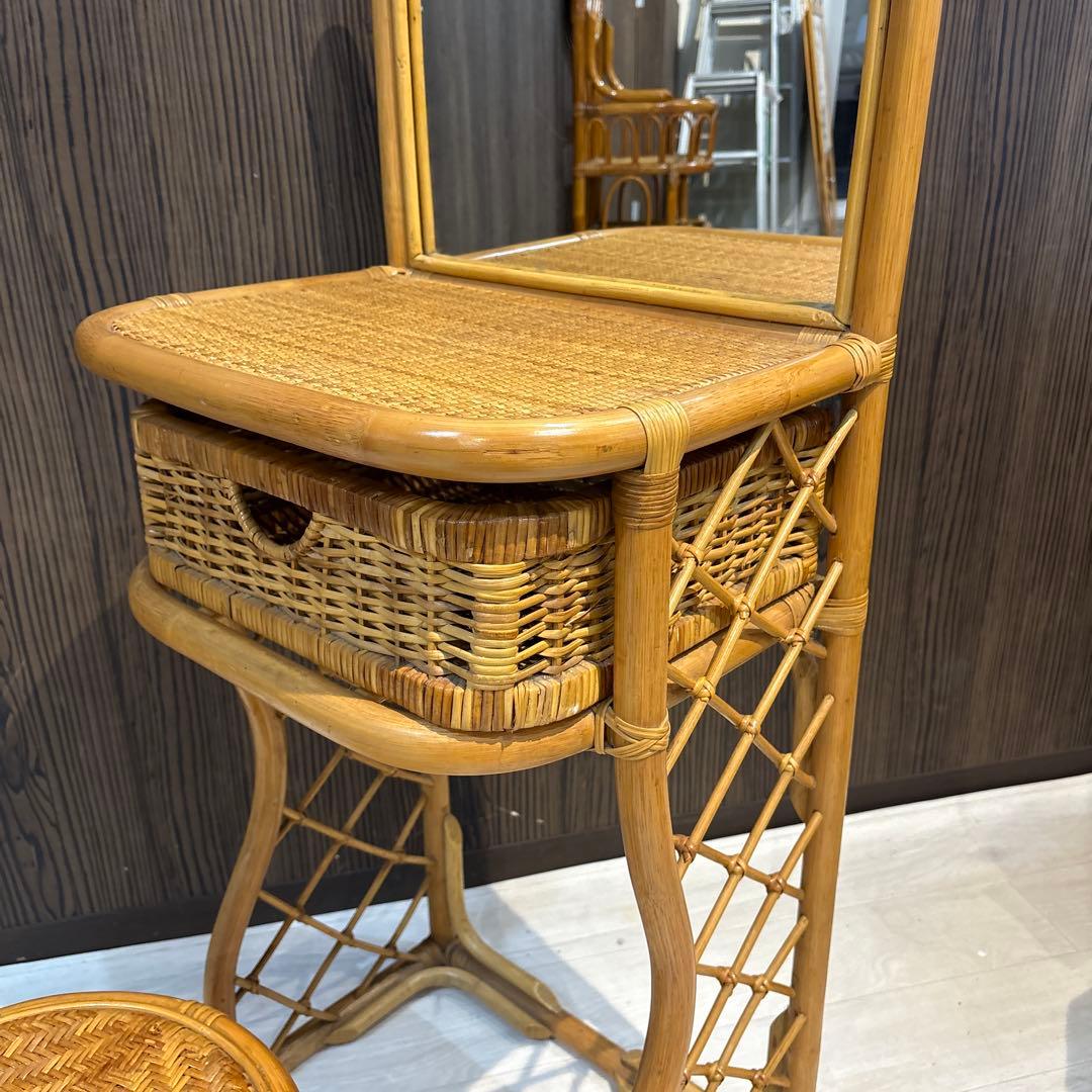 ラタン ドレッサー　スツール　鏡台　椅子　化粧台　家具 イス
