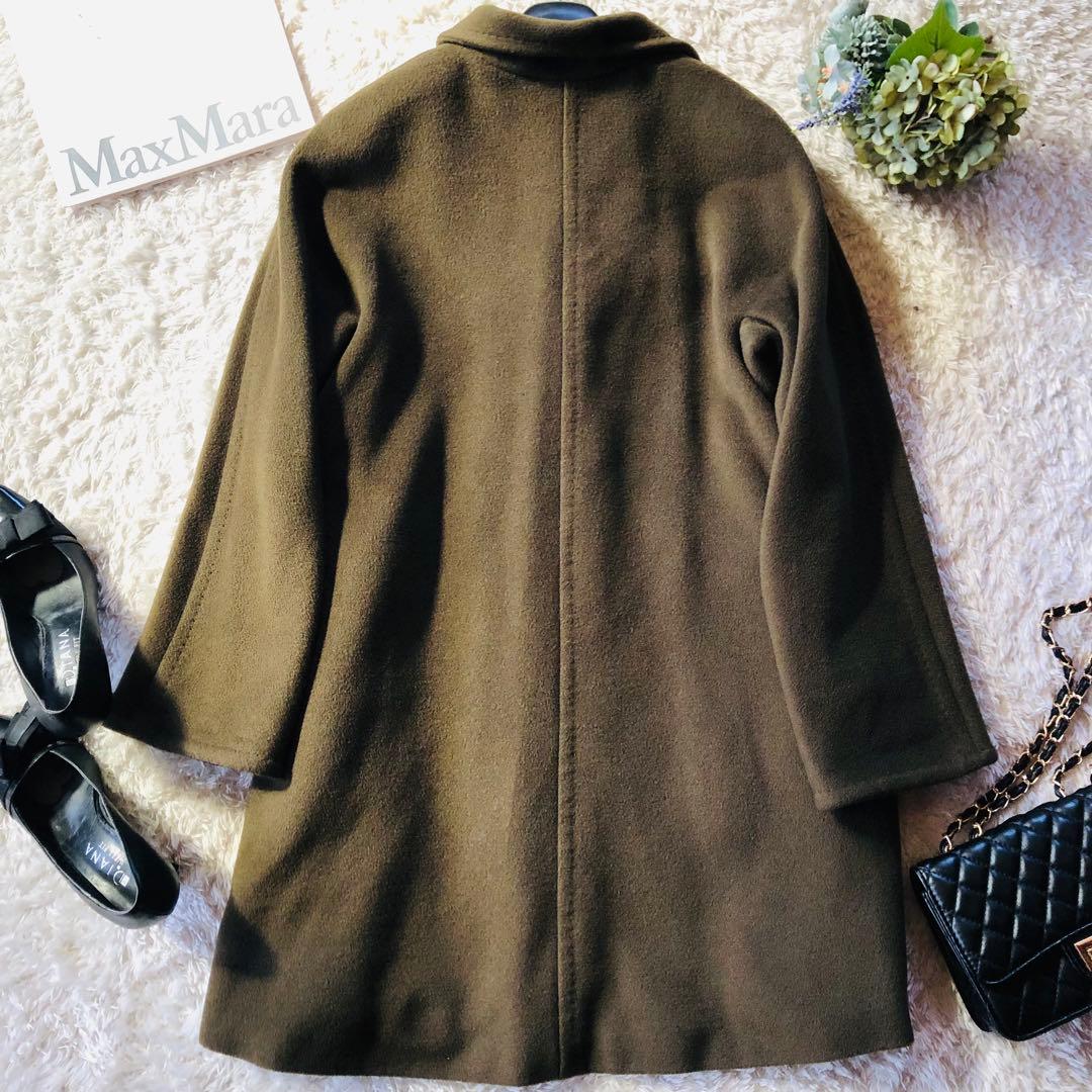 希少色✨美品 マックスマーラ ロングコート カシミヤ 女優襟 オリーブ38