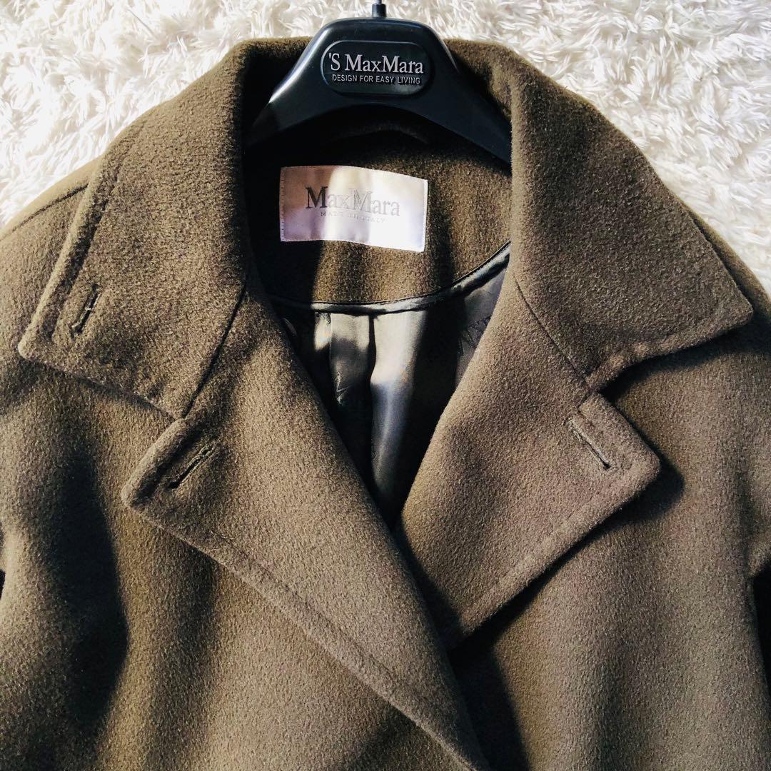 希少色✨美品 マックスマーラ ロングコート カシミヤ 女優襟 オリーブ38
