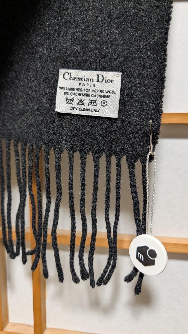 鑑定タグ付き DIOR オブリーク カシミヤ リバーシブル マフラー