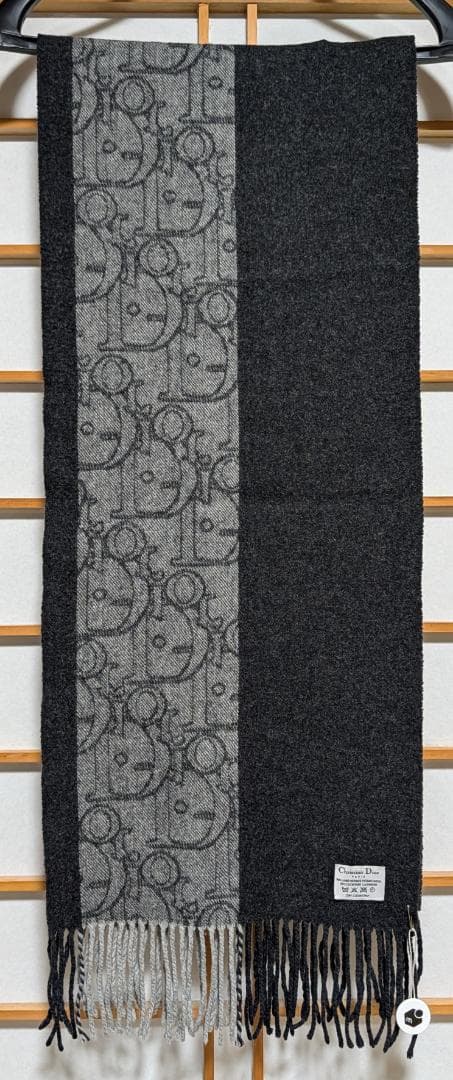 鑑定タグ付き DIOR オブリーク カシミヤ リバーシブル マフラー