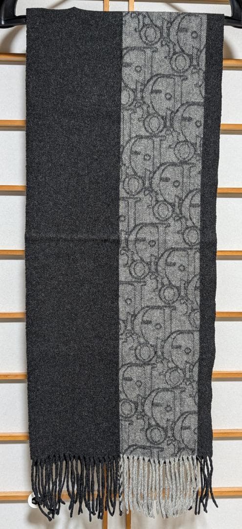 鑑定タグ付き DIOR オブリーク カシミヤ リバーシブル マフラー