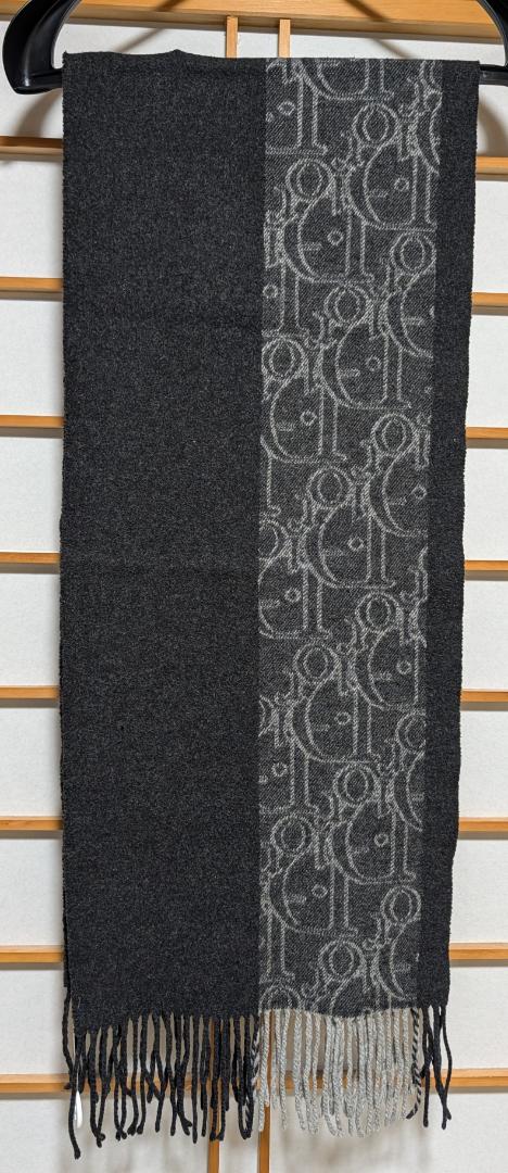 鑑定タグ付き DIOR オブリーク カシミヤ リバーシブル マフラー