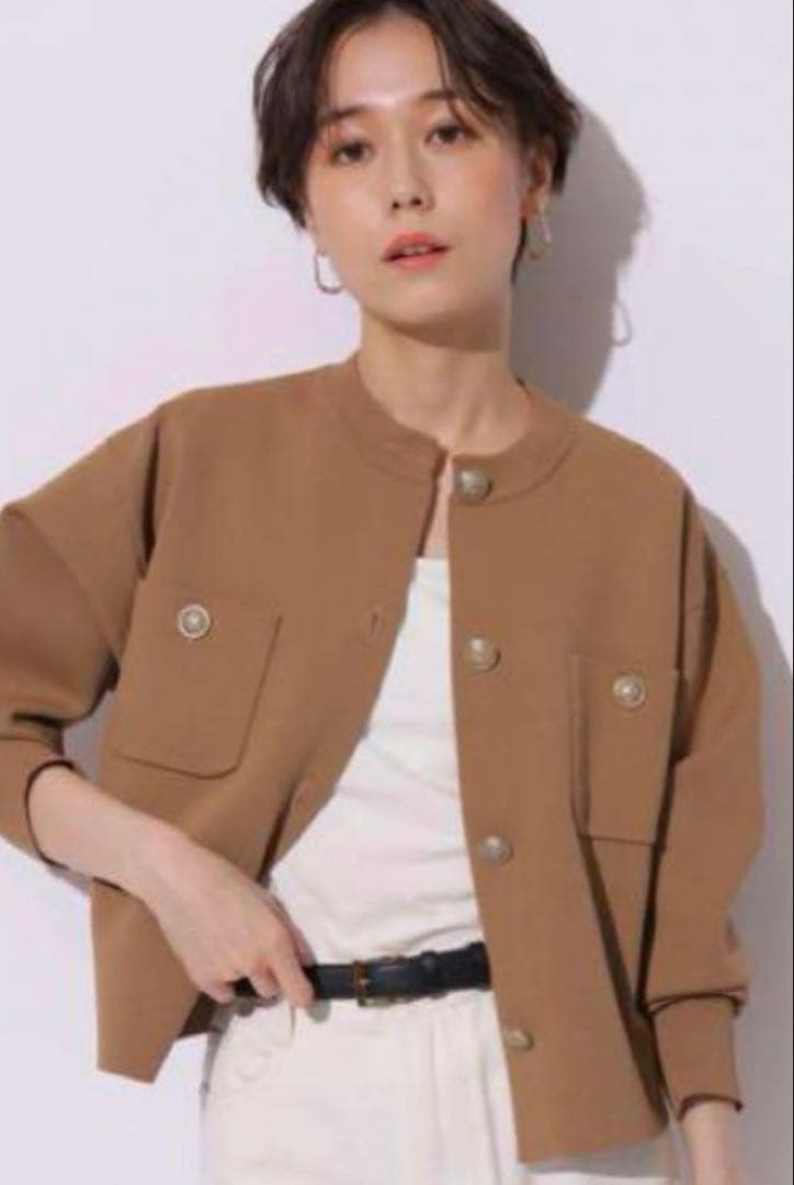 Arpege story 金ボタンニットジャケット キャメル　イエナ