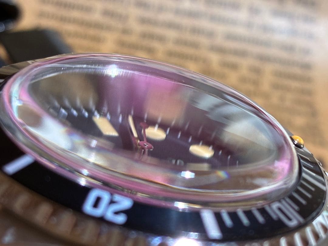 nh35自動巻搭載 39.5mmアンティークドーム型レンズアルミ製ブラックベゼル