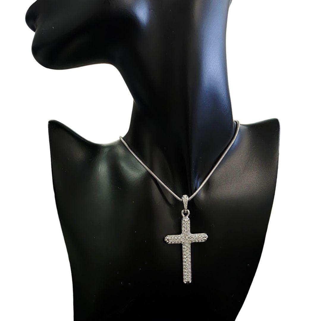 美品✨スワロフスキー ネックレス クロス 十字架 パヴェ クリスタル 大ぶり✨