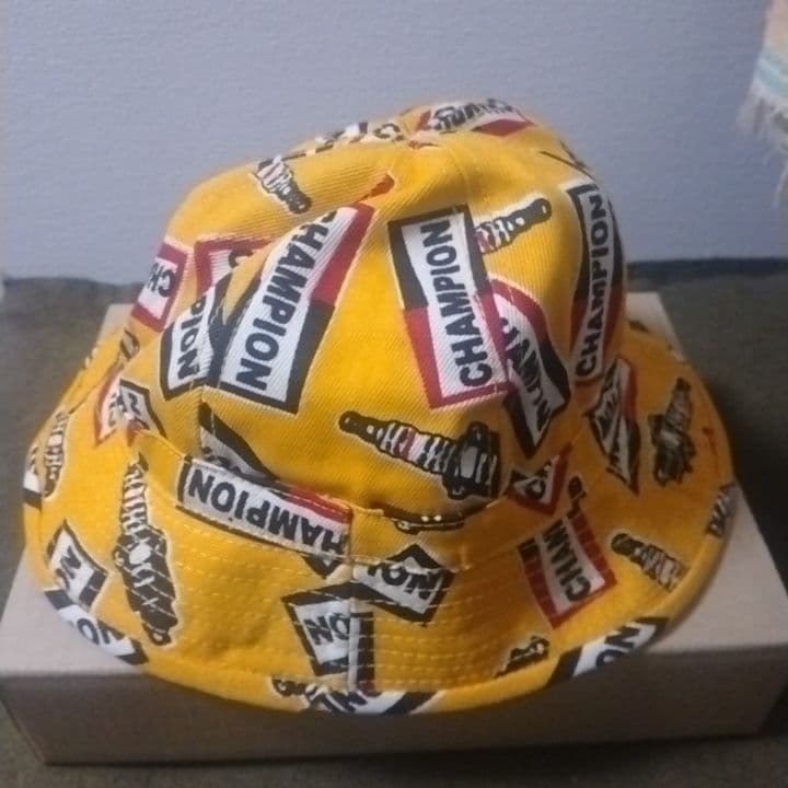 80s90s　チャンピオンプラグハット　USA製　ヴィンテージ　総柄