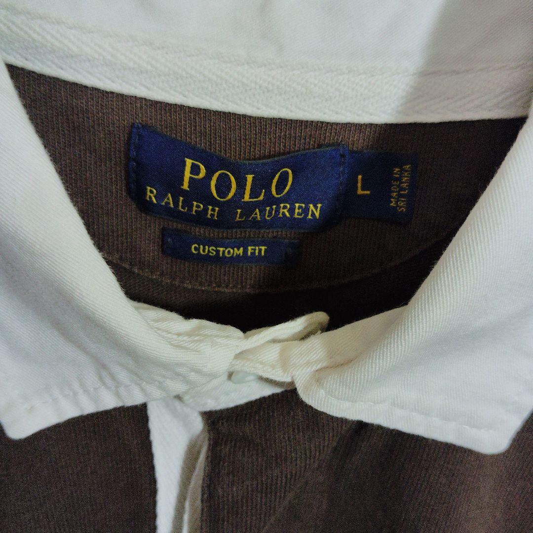 ポロラルフローレン　ラガーシャツ　長袖　ブラウン　刺繍　ロゴ