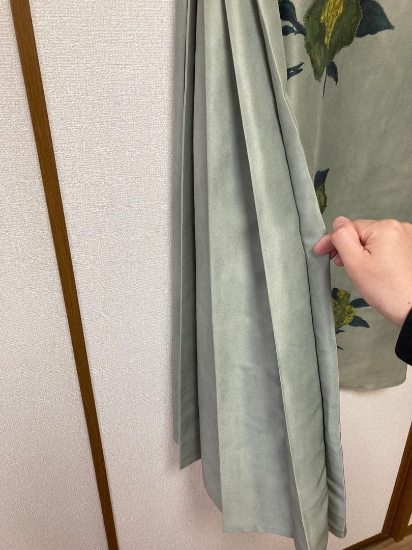 Ameri ELLIE ASYMMETRY PLEATS DRESS グリーン