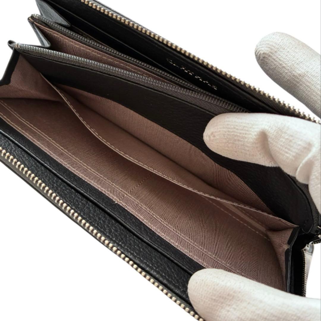 新品タグ付✨クレイサス 長財布 カメリア 黒 レザー 収納抜群 レディース 本革