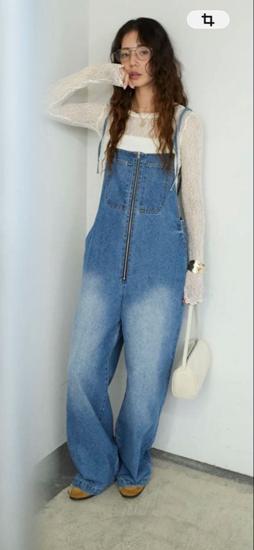 【IAMALPHA】フロントジップストラップデザインデニムサロペット♪