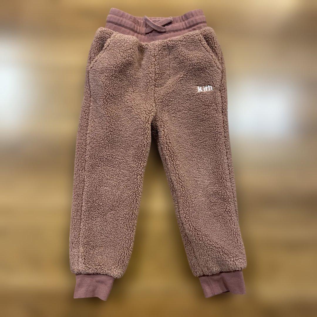 KITH kids セットアップ子供用 ボア　ピンクブラウン ジャケット パンツ