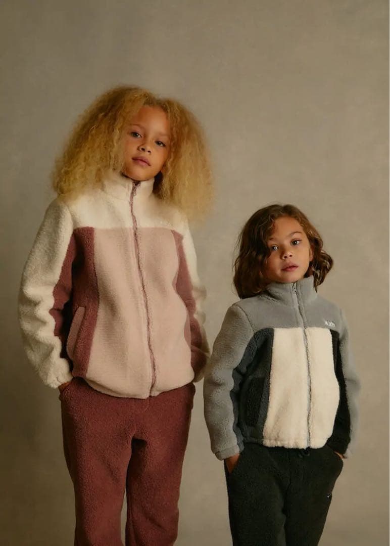 KITH kids セットアップ子供用 ボア　ピンクブラウン ジャケット パンツ