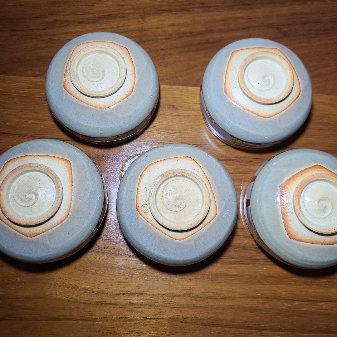 茶道具　赤膚焼茶碗　奈良絵　5個セット