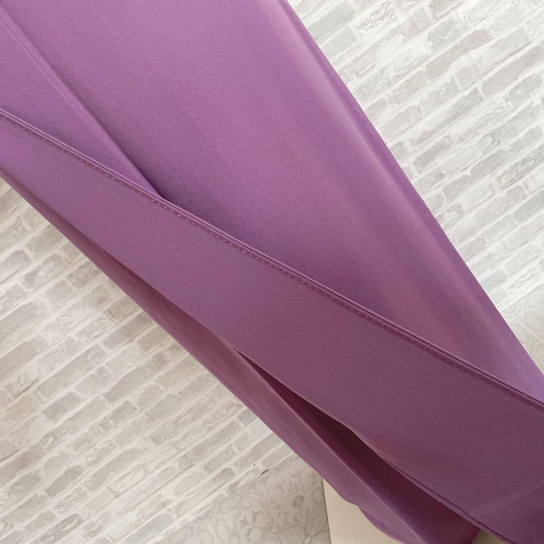 色無地　フルセット　紫　丸に剣片喰　シンプル　礼装　カジュアル　着物　I2