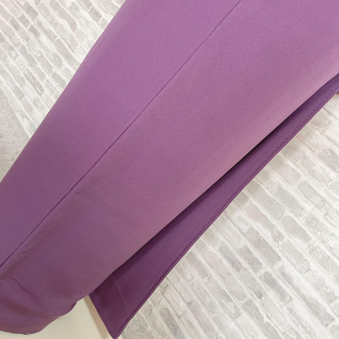 色無地　フルセット　紫　丸に剣片喰　シンプル　礼装　カジュアル　着物　I2