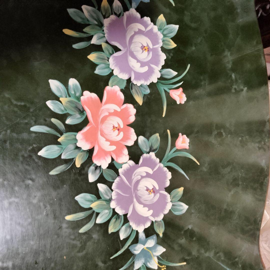 イタリア製センターテーブル グリーンのマーブル模様