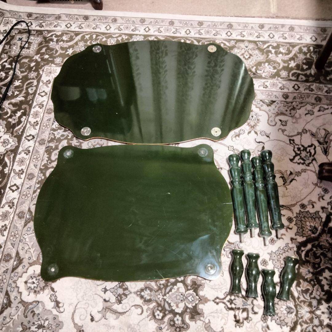 イタリア製センターテーブル グリーンのマーブル模様