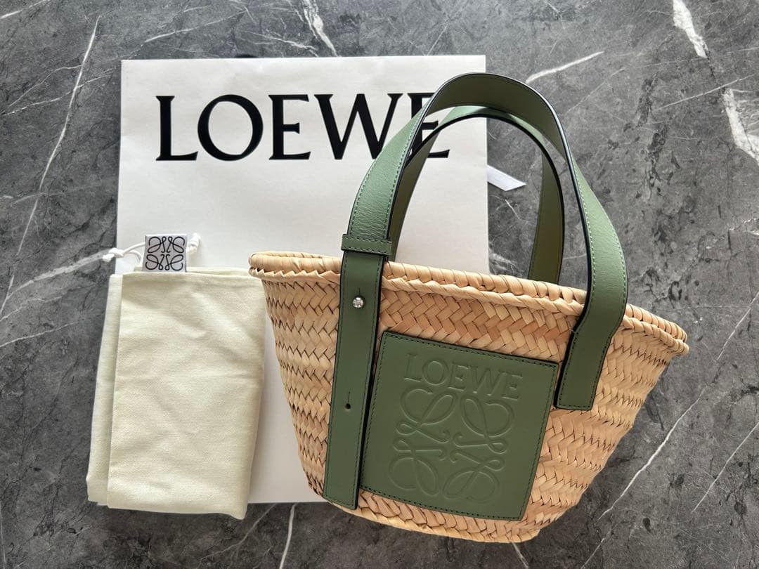 やし　LOEWE かごバッグ /グリーン　スモール　美品