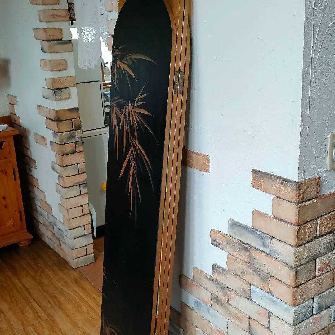 荘厳 屏風 4連 パーテーション 表裏別デザイン 仕切り 四つ折り和風アジアン