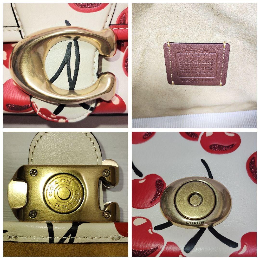 COACH チェリー柄 ショルダーバッグ　ソフトタビー
