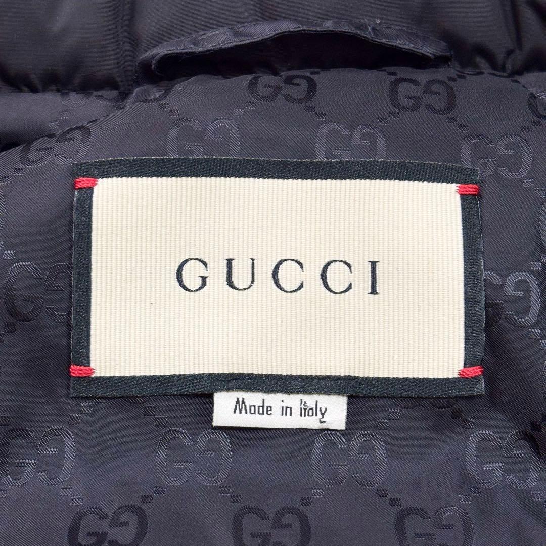 極美品 グッチ ダウンベスト レディース エンブレム クレスト ブラック