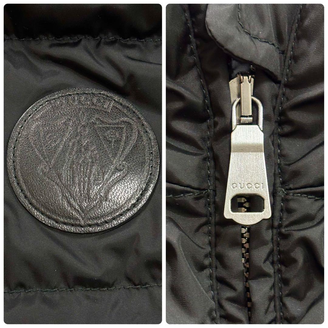 極美品 グッチ ダウンベスト レディース エンブレム クレスト ブラック