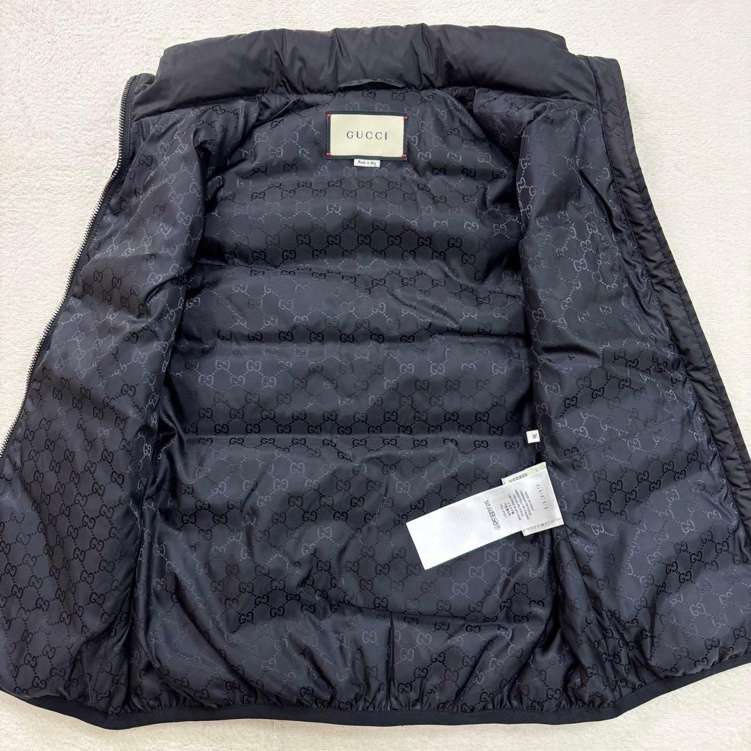 極美品 グッチ ダウンベスト レディース エンブレム クレスト ブラック