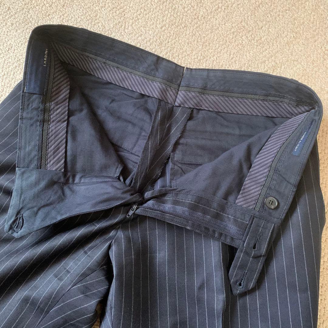 LARDINI シングルスーツ 866AQ ストライプ ウール ネイビー 46
