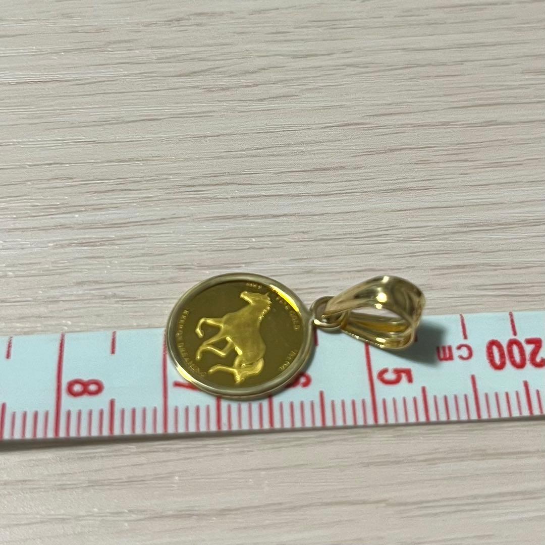 スターホース ペンダントヘッド 1/25オンス 純金メダル & K18フレーム