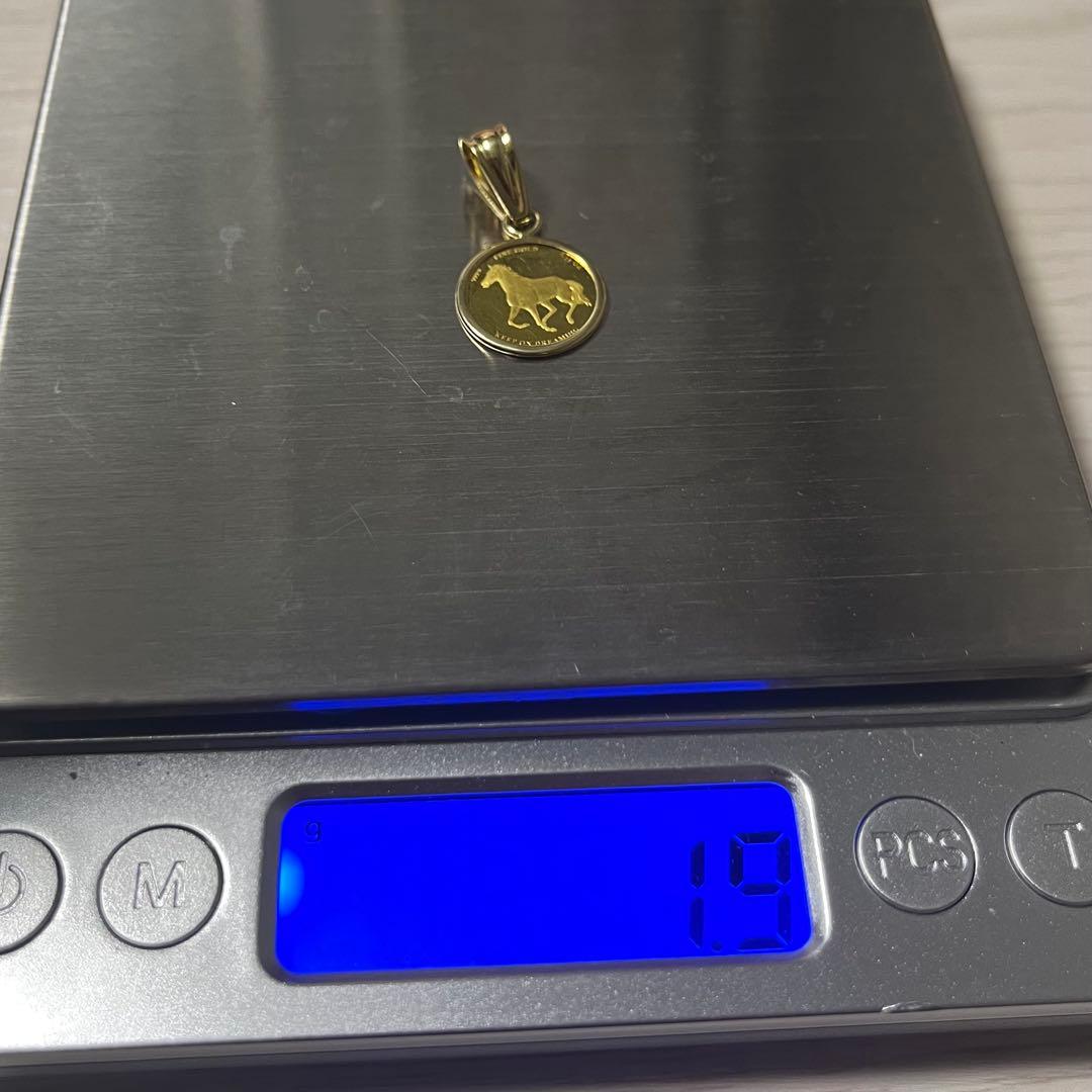 スターホース ペンダントヘッド 1/25オンス 純金メダル & K18フレーム