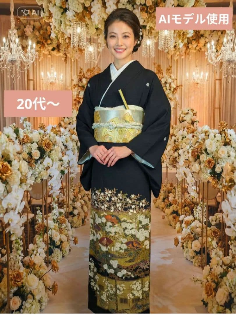 NO470 売約済み　正絹黒留袖　躾付き 　裄丈70cm　正絹長襦袢 セット