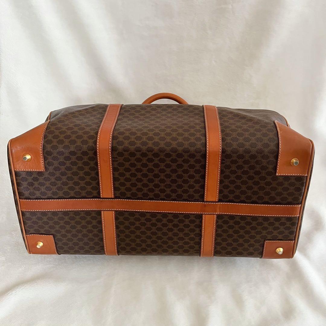 CELINE セリーヌ ボストンバッグ 鍵付き マカダム柄 レザー ブラウン