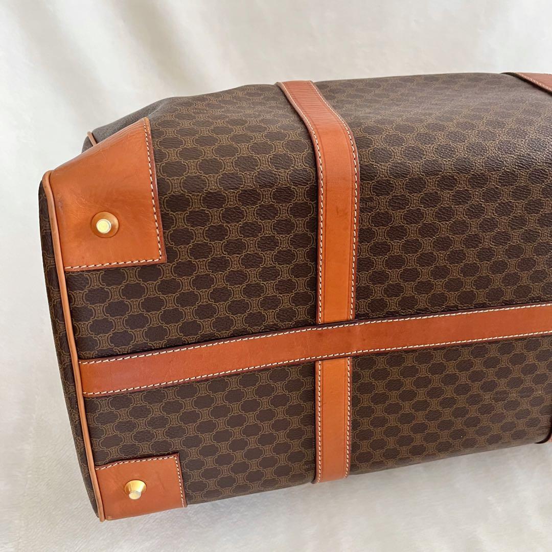 CELINE セリーヌ ボストンバッグ 鍵付き マカダム柄 レザー ブラウン